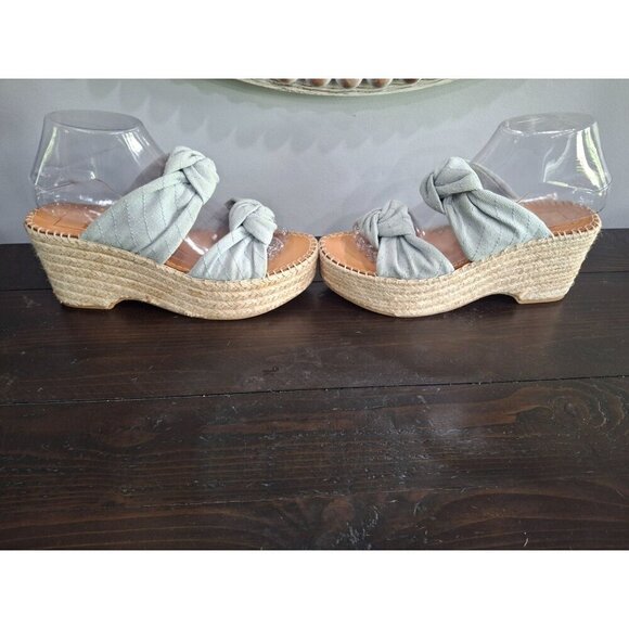 EUC Dolce Vita Blue Denim Lera Bow Espadrille Platform Wedge Sandals/Sz. 7.5 - Picture 4 of 10